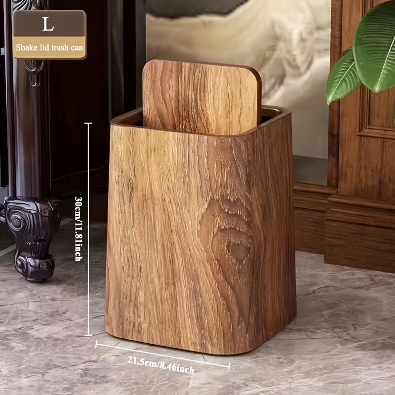 Wood Grain Trash Can