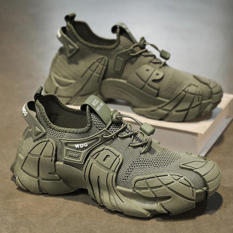 Men’s Trendy Fly Woven Sneakers – Casual Thick Sole Work & Sports Shoes