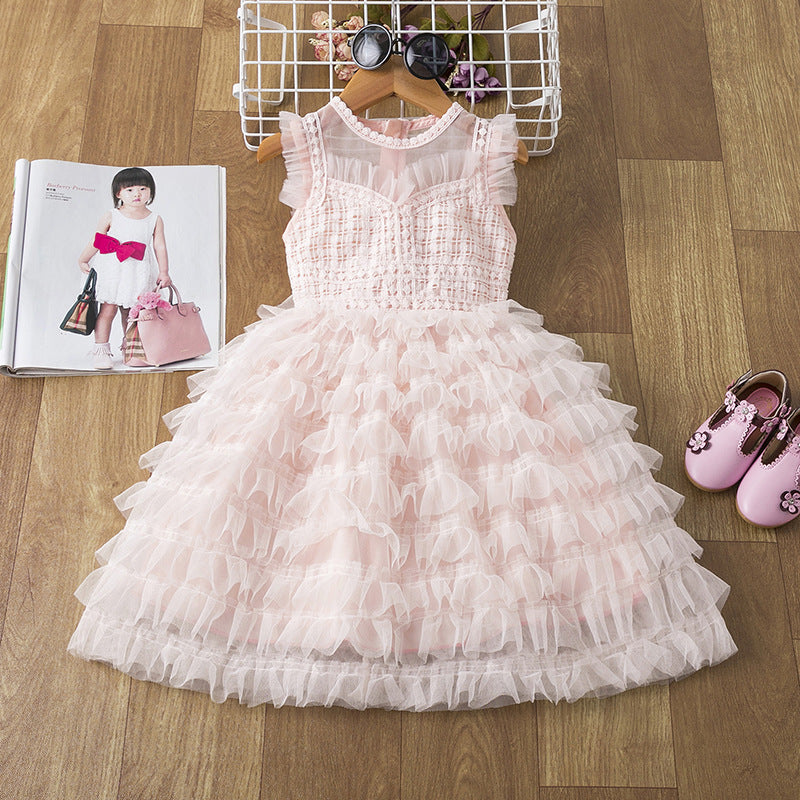 Girls' Fluffy Show Sweet And Elegant Dress