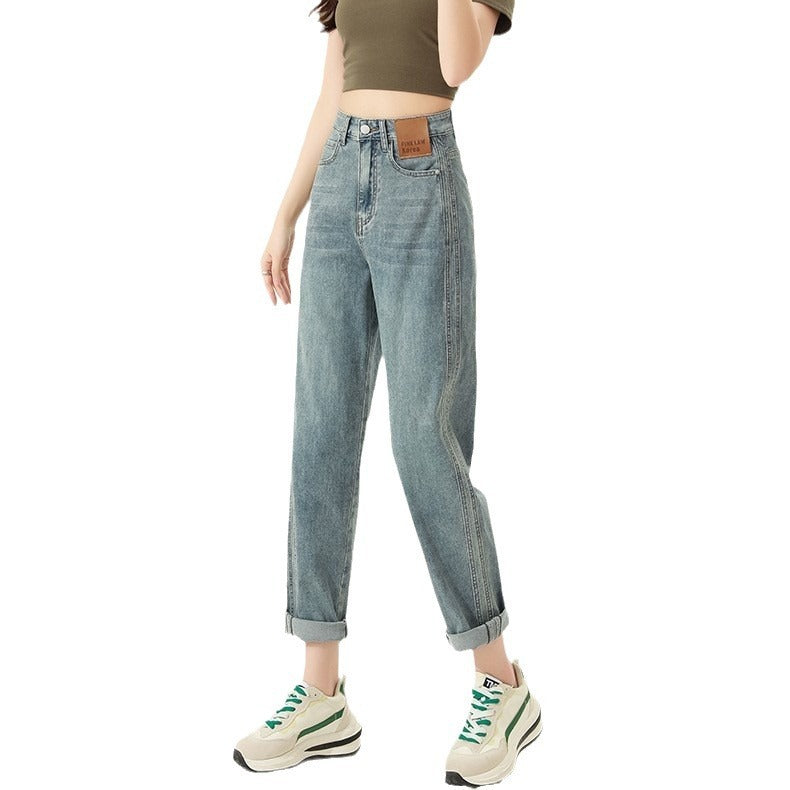 High Waist Straight Harem Jeans For Women