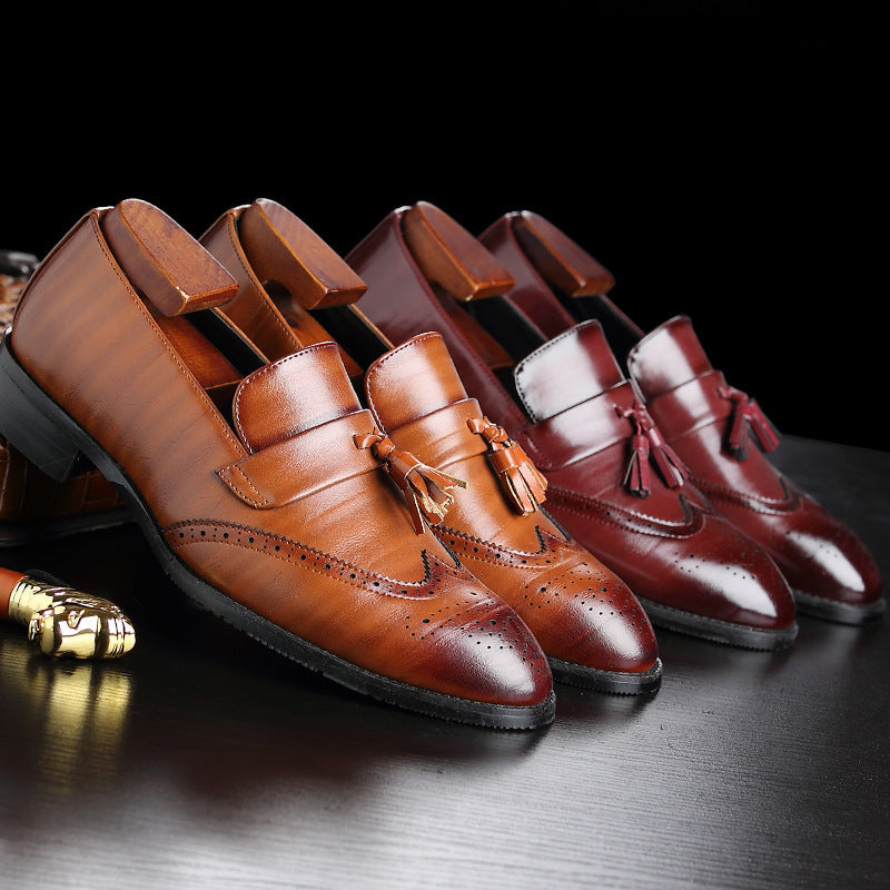 Men’s Fashion Brogue Leather Shoes – Fringed Design for Office & Party Wear