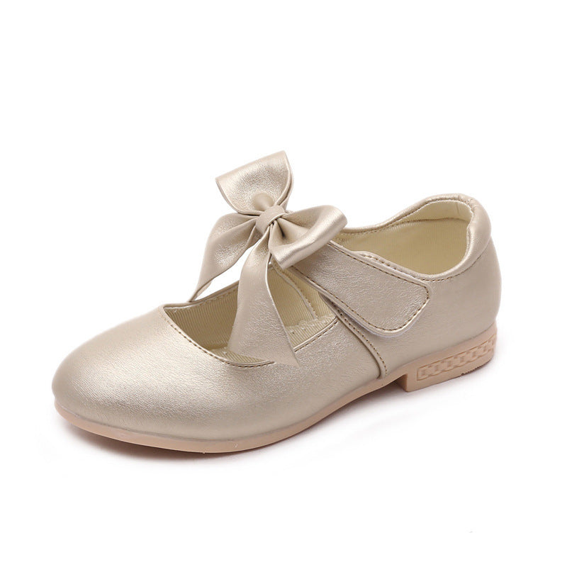Girls’ White Leather Shoes – Bowknot Princess Dress Shoes for Children