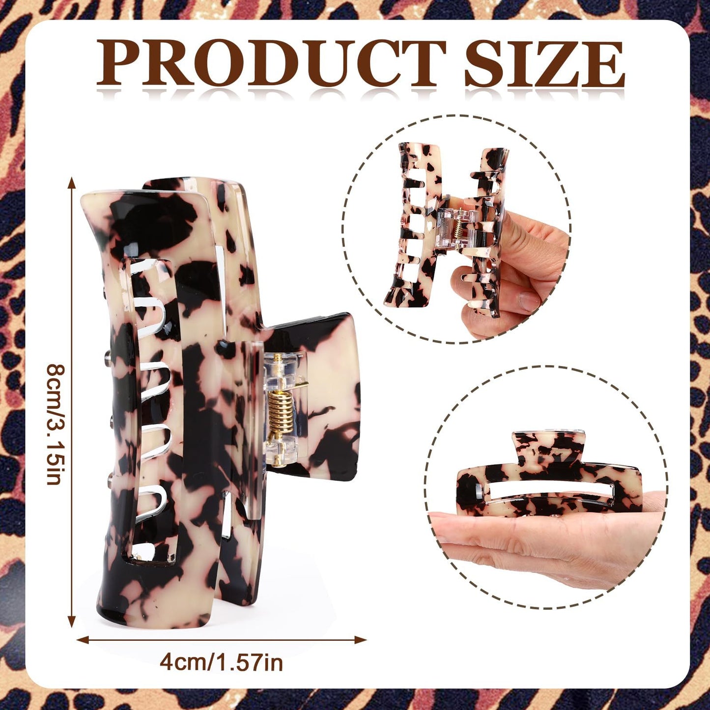 4Pcs Tortoise Hair Claw Clips