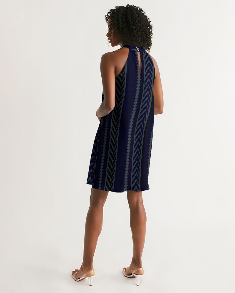 One-Way Halter Dress in Sheer Chiffon