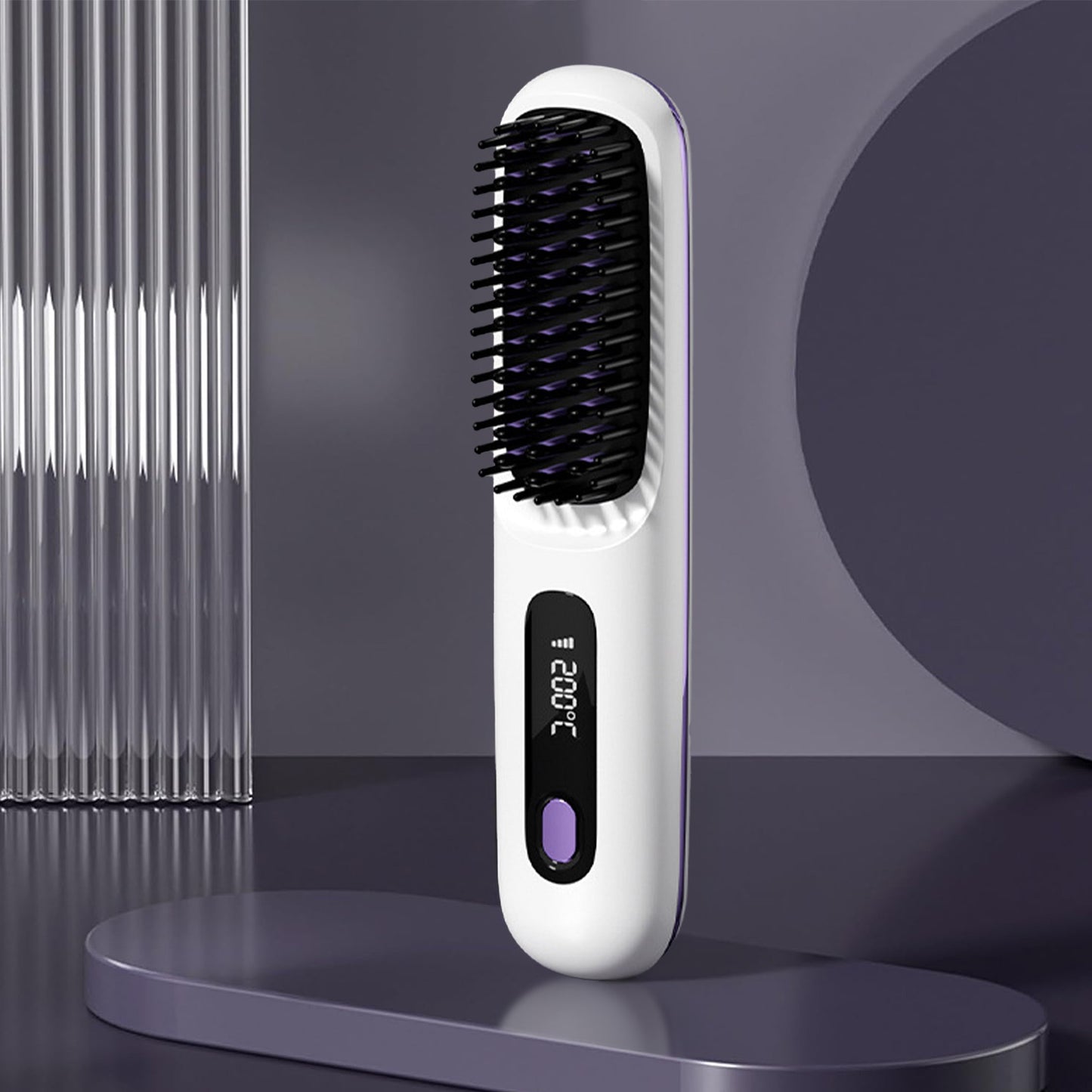 Portable Cordless Hair Straightening Brush With LED Display