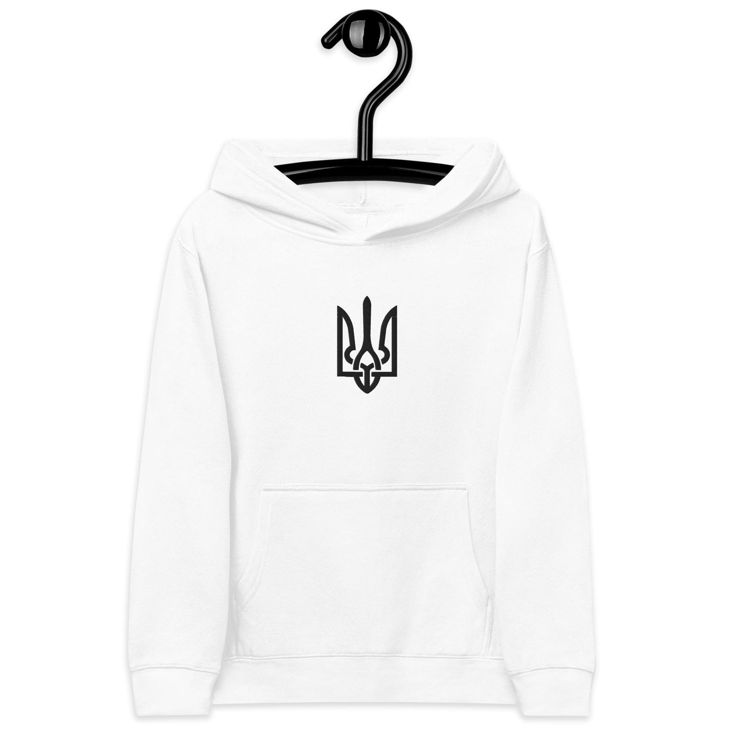Kids fleece hoodie with Ukrainian Tryzub