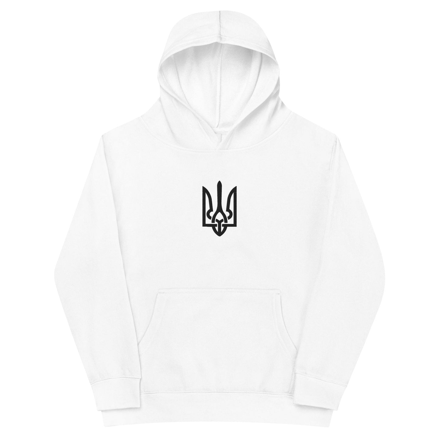 Kids fleece hoodie with Ukrainian Tryzub