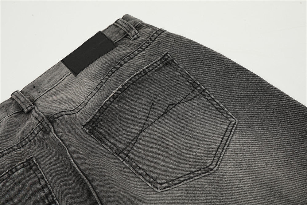 Punk Make Old Ripped Denim Trousers Men