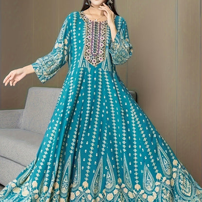 Bohemian Style Dress Ethnic Style Embroidered Large Swing Skirt