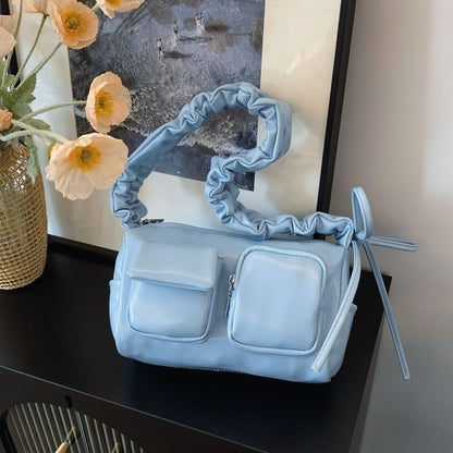 Women’s Pleated Tote Bag – Korean Niche Style Large Capacity Multi-Pocket Purse