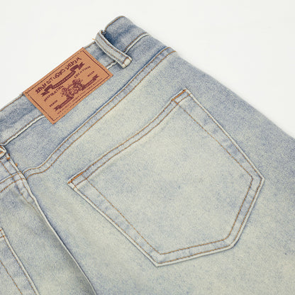 Washing Water Denim Bootcut Trousers Men