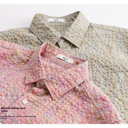 Fashion Trendy Loose Thin Shirt Plaid Men Clothing