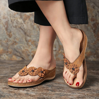Flowers Sandals Women Retro Style Wedges Shoes
