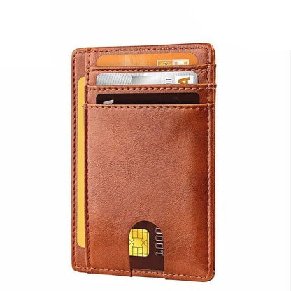 Men’s Slim Leather Wallet – RFID Blocking Credit Card Holder with ID Window & Money Pocket (PU, USA Style)