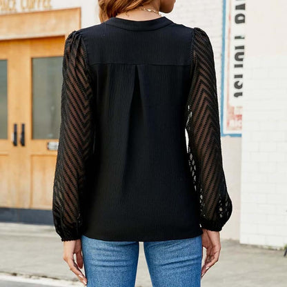 Women's Casual Lace Long Sleeve Chiffon Shirts