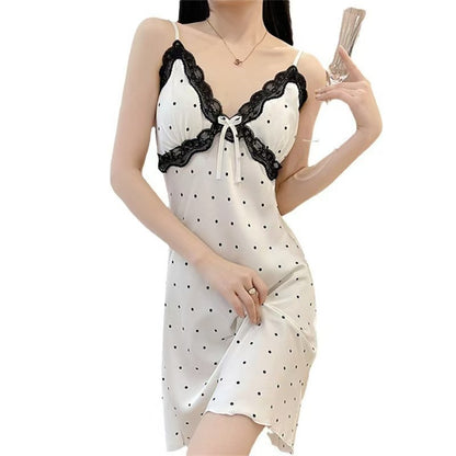 Fashion Polka Dot French Nightdress For Women