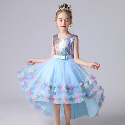 Girls’ Lace Flower Girl Dress – Elegant Catwalk Performance Costume