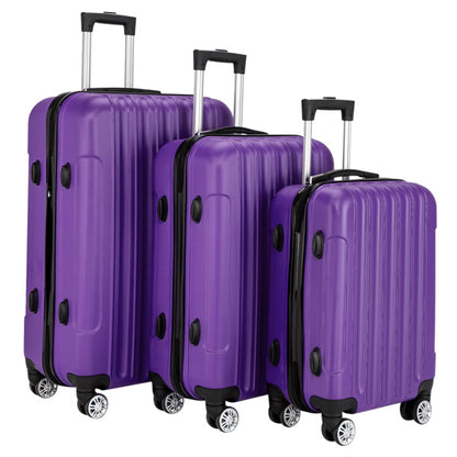 20/24/28 Inch Purple 3-in-1 ABS Aluminum Alloy Spinner Trolley Luggage Set with Handle