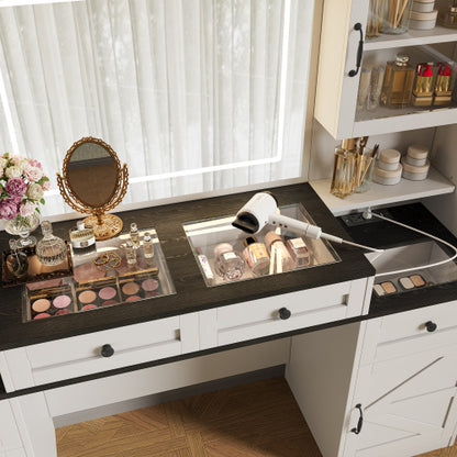 Vanity Desk With Mirror And LED Lights