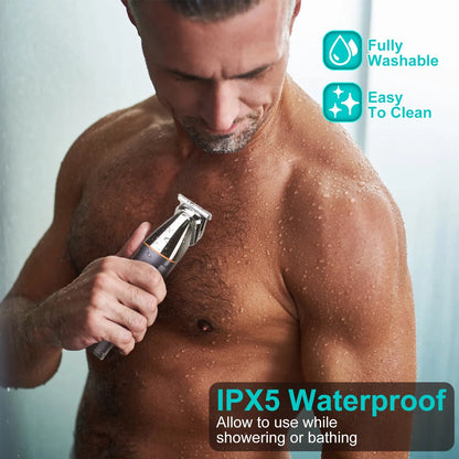 All-In-One Men’s Beard Trimmer – 5-in-1 Waterproof Cordless Grooming Kit with Hair Clipper & Nose Trimmer