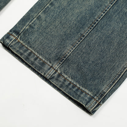 Washed Denim Straight-leg Trousers Men