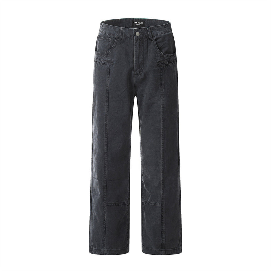 Washing Water Denim Straight-leg Trousers Men