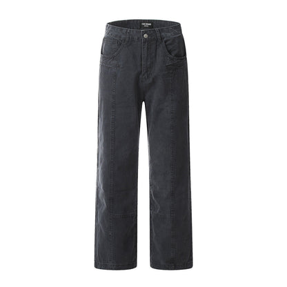 Washing Water Denim Straight-leg Trousers Men