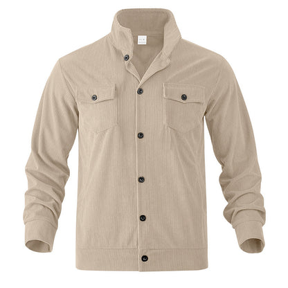Simple Versatile Multi-pocket Long Sleeve Stand-up Collar Jacket Men's Clothing