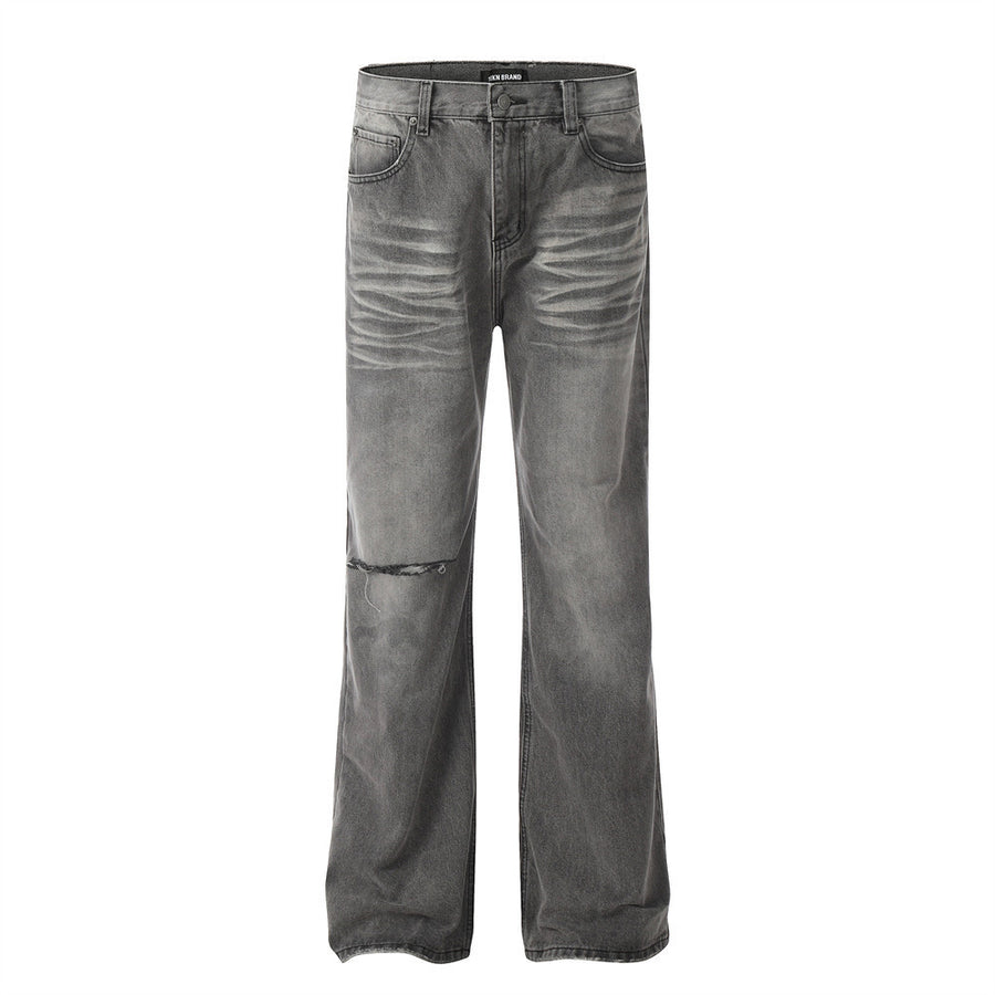 Punk Make Old Ripped Denim Trousers Men