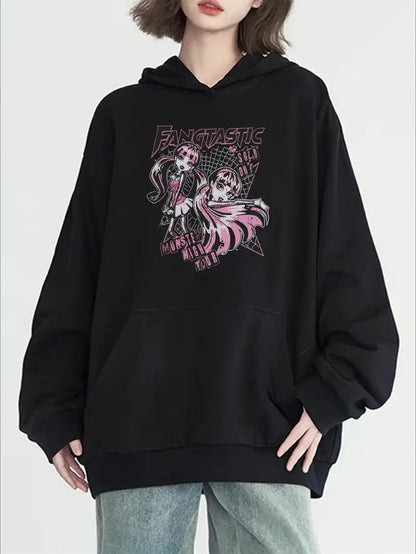 Women's Casual Hoodie With Monster Cartoon Print