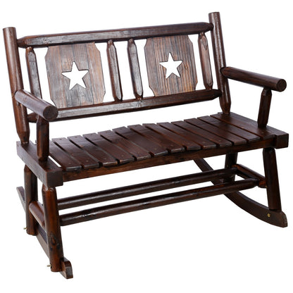 Outdoor Solid Wood Rocking Chair Bench