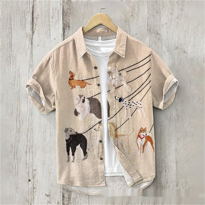 Men's Versatile Casual Loose Button Printed Shirt