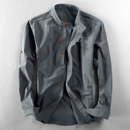 Men's Casual Shirt Chinese Style Stand Collar Cotton Linen