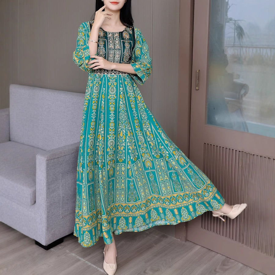 Ethnic Style Embroidery Artistic Retro Bohemian Style Dress