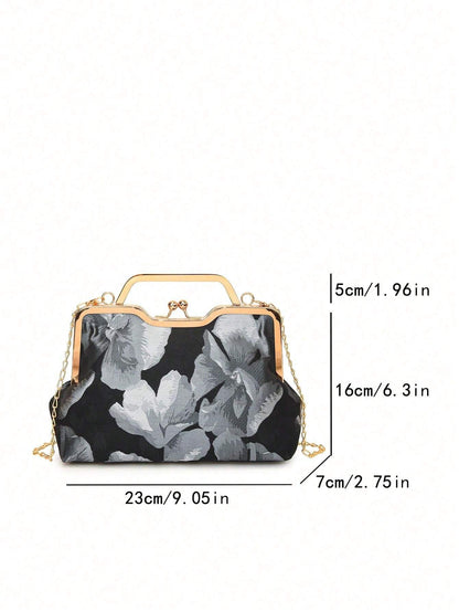 Retro Small Square Handbag – Crossbody Cheongsam Style Lip Clip Bag