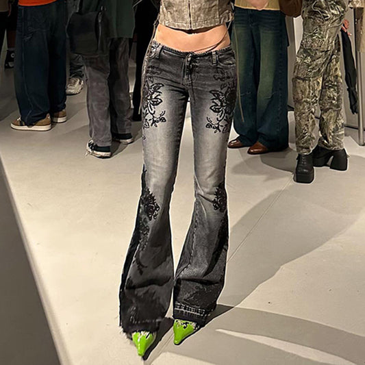 Women’s Slimming Printed Washed Jeans