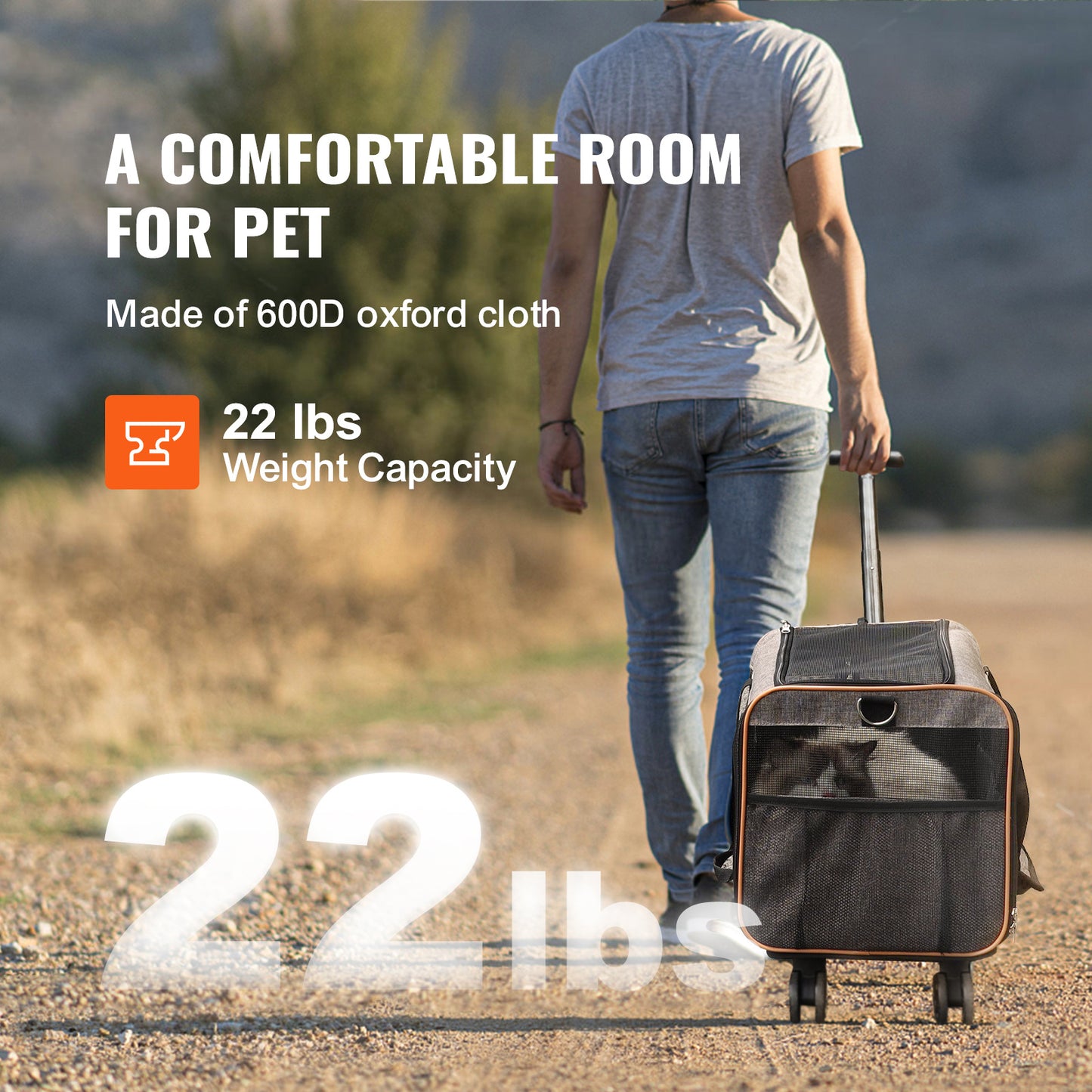 Rolling Pet Carrier With Telescopic Handle And Shoulder Strap