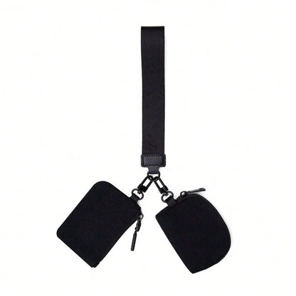 Women’s Keychain Wristlet Wallet – Mini Zip Dual Pouch Purse