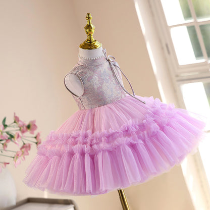 Girls’ Princess Dress – Elegant Tulle Tutu Outfit for Piano Performance