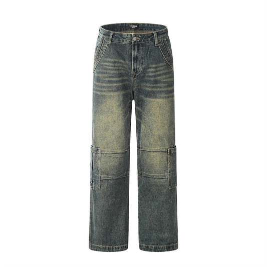Fashion Washed Yellow Denim Overalls Men