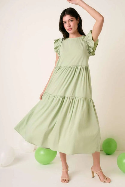 Mittoshop Ruffle Short Sleeve Tiered Maxi Dress