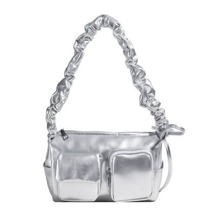 Women’s Pleated Tote Bag – Korean Niche Style Large Capacity Multi-Pocket Purse