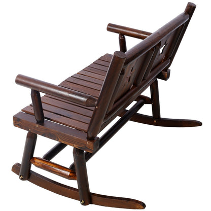 Outdoor Solid Wood Rocking Chair Bench