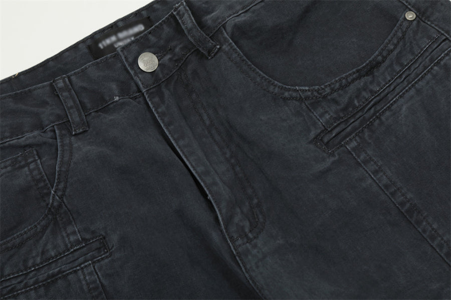 Washing Water Denim Straight-leg Trousers Men