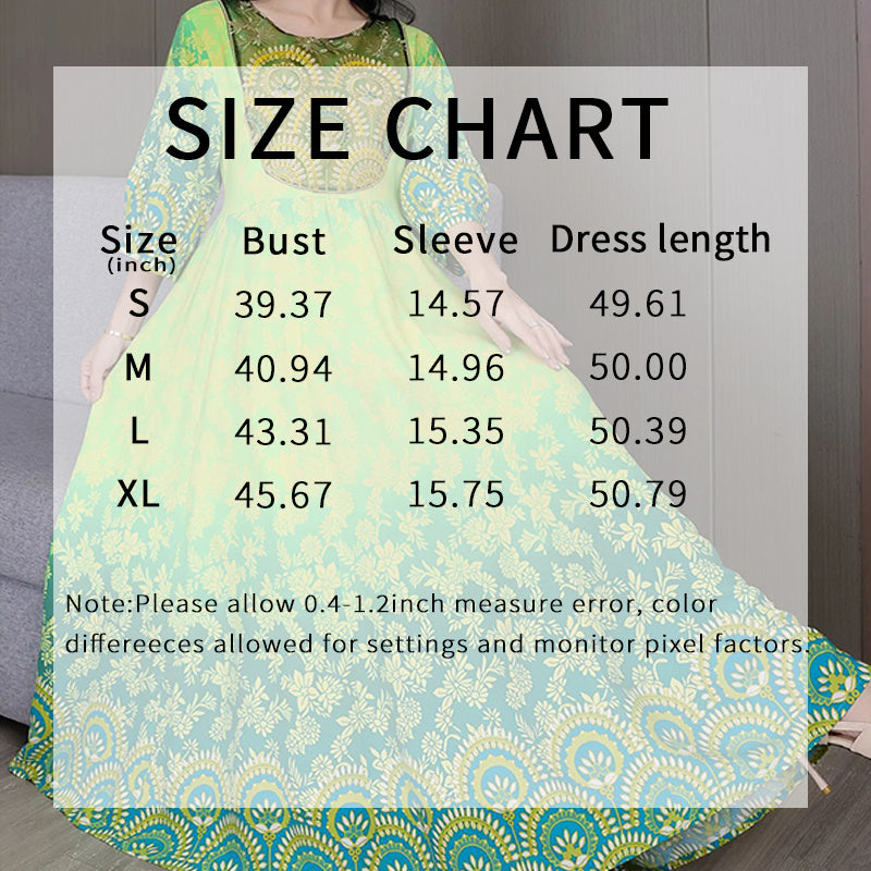 Women's Vibrant Bohemian Embroidered Maxi Dress Retro Ethnic A-Line Swing Dress With Belt