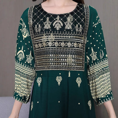 Bohemian Style Dress Ethnic Style Embroidered Large Swing Skirt