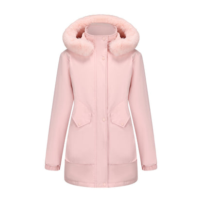 Women's Mid-length Big Fur Collar Cotton Coat Jacket
