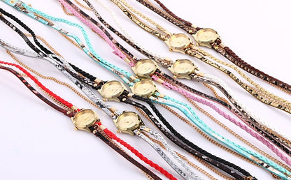Women’s Fashion Leopard Weave Wrap Bracelet Watch