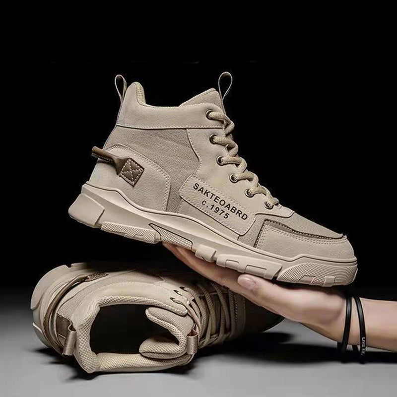 Men’s Ankle Boots – Lace-Up Martin Style Canvas Platform Shoes