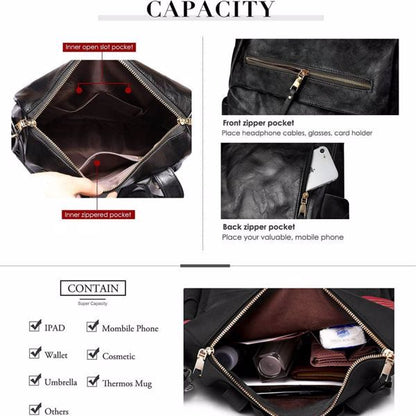 PU Leather Backpack – Stylish Large Capacity Casual Travel Bag